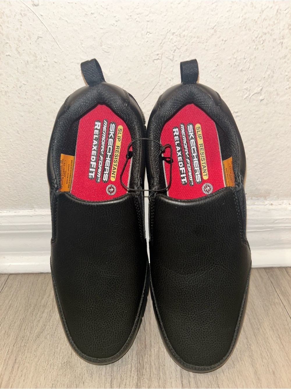 Skechers Black Slip-On Relaxed Fit Work Loafers